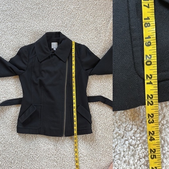 HALOGEN Wool Blend Moto Style Belted Jacket Black XS - Picture 13 of 14